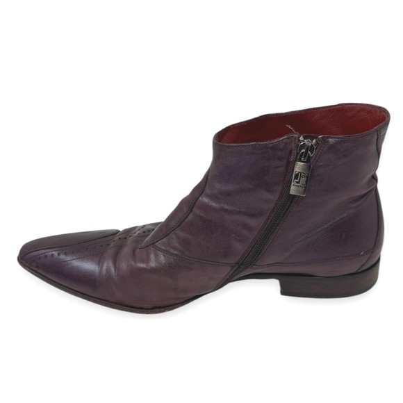 Jo Ghost Boots Mens 40 US 7 Burgundy Leather Side Zip Pointed Toe Brogue Italy main image 7